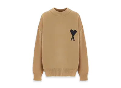 AMI PARIS Ami De Coeur Crew Neck Sweater "Camel/Black"