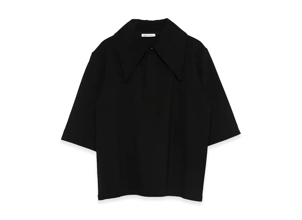 AMI PARIS Women's Peplum Polo Top "Black"