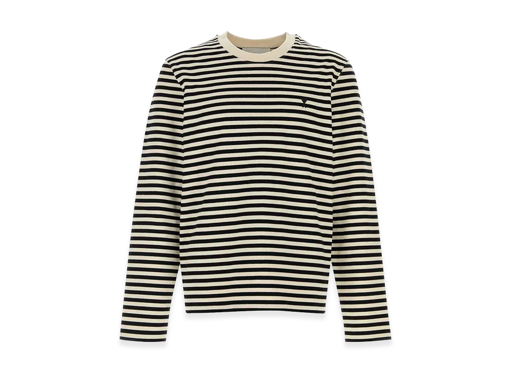 AMI PARIS Women's ami De Coeur Mariniere T-Shirt "White/Black"