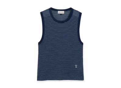 AMI PARIS Women's Classic Fit Striped Tank Top "Blue"