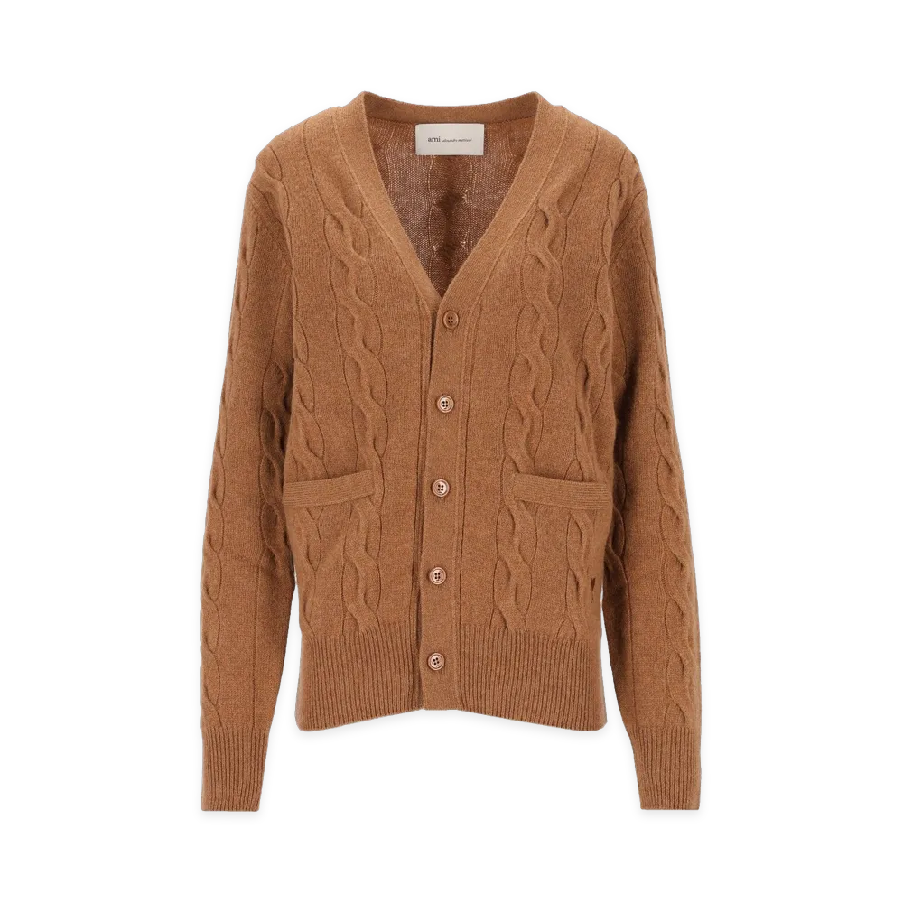 AMI PARIS Women's Wool Cardigan "Brown"