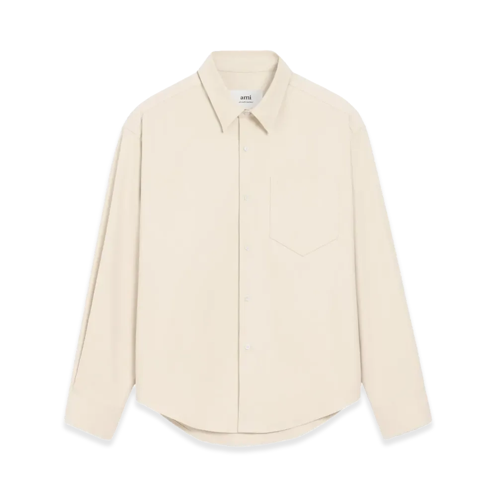 AMI PARIS Ami De Coeur Embossed Cotton Boxy Shirt "White"