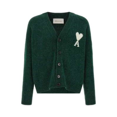 AMI PARIS Ami De Coeur Cardigan "Green"