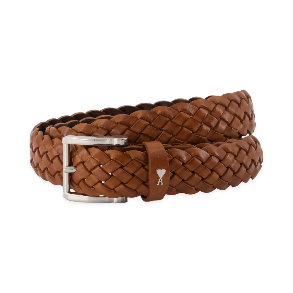 AMI PARIS 30mm Braided Paris Belt Leather "Brown"