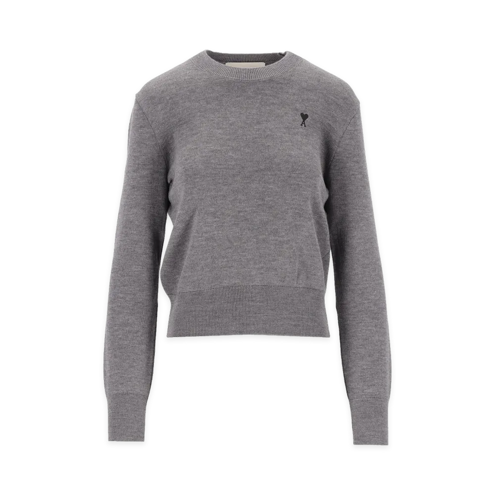 AMI PARIS Women's Ami De Cur CrewNeck Sweater "Gray"