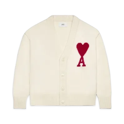 AMI PARIS Ami Sweaters "Off White/Red"