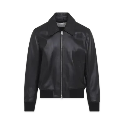 AMI PARIS Zipped Leather Jacket "Black"