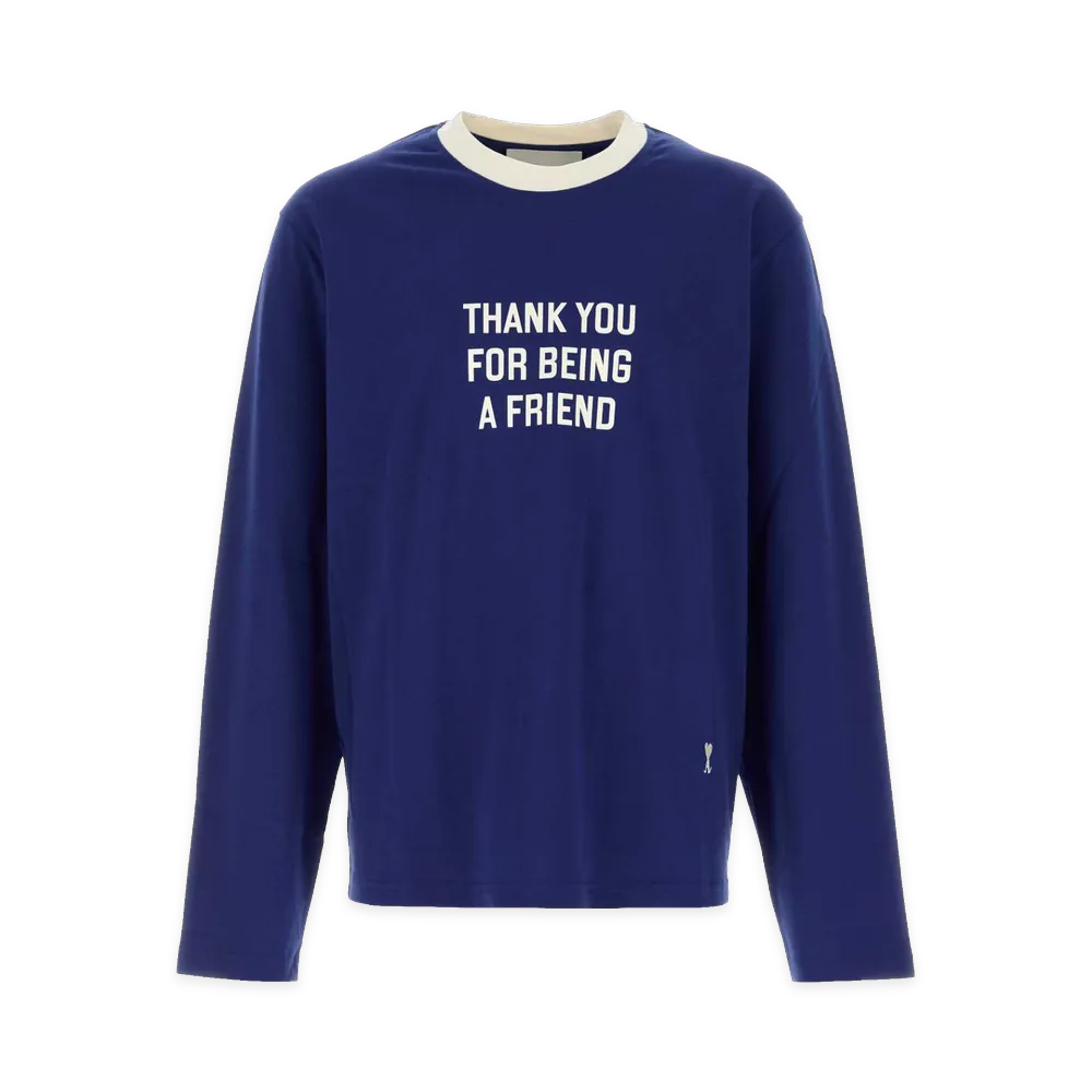 AMI PARIS Cotton T-Shirt "Blue"