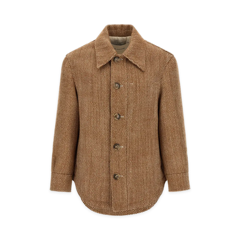 AMI PARIS Women's Chevron Wool Overshirt "Brown"
