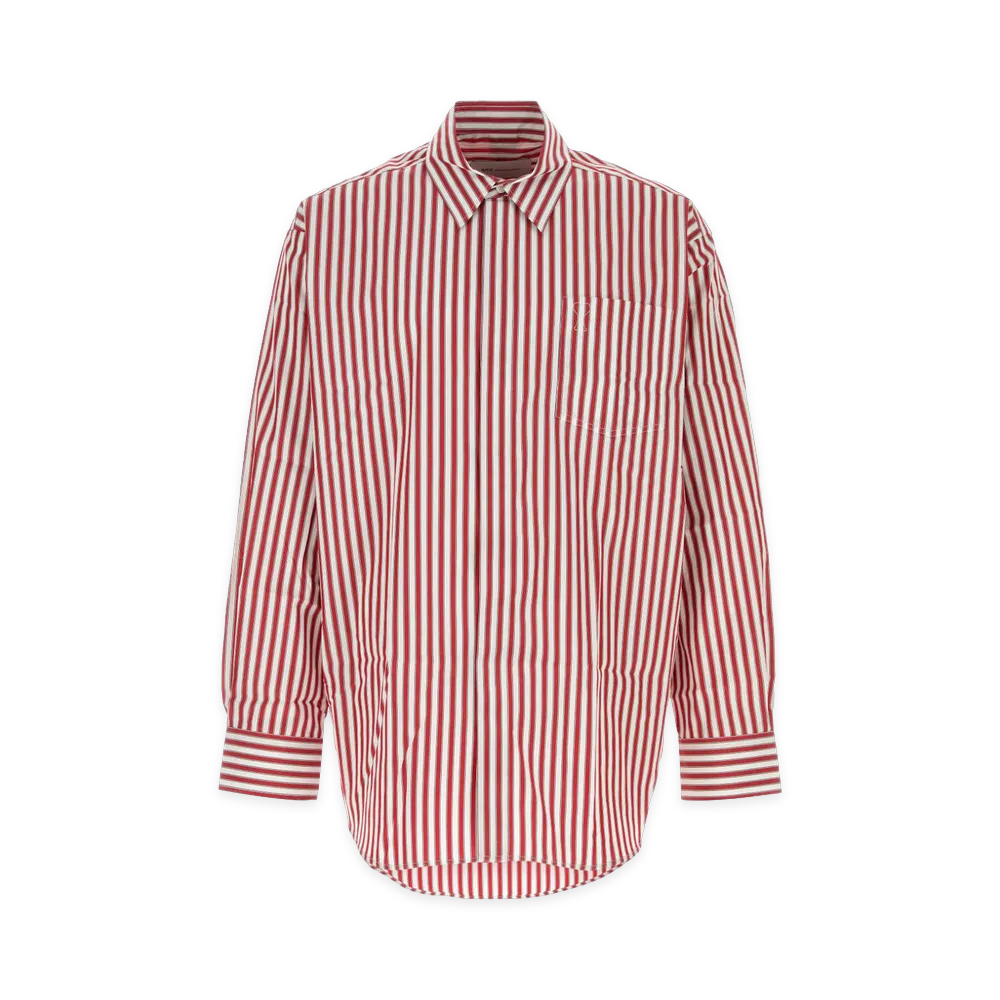 AMI PARIS Embroidered Poplin Shirt "Red/White"