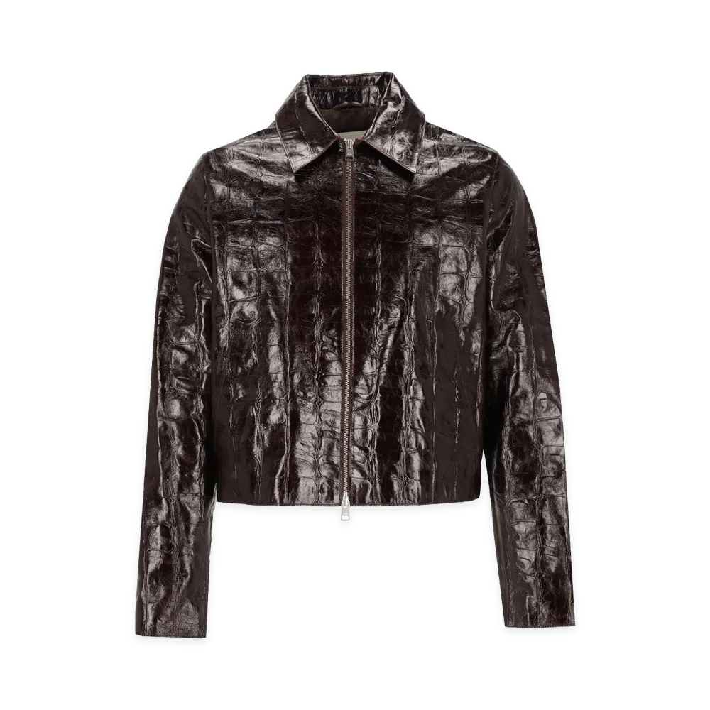 AMI PARIS Jacket With CrocodileEffect Print "Bordeaux"