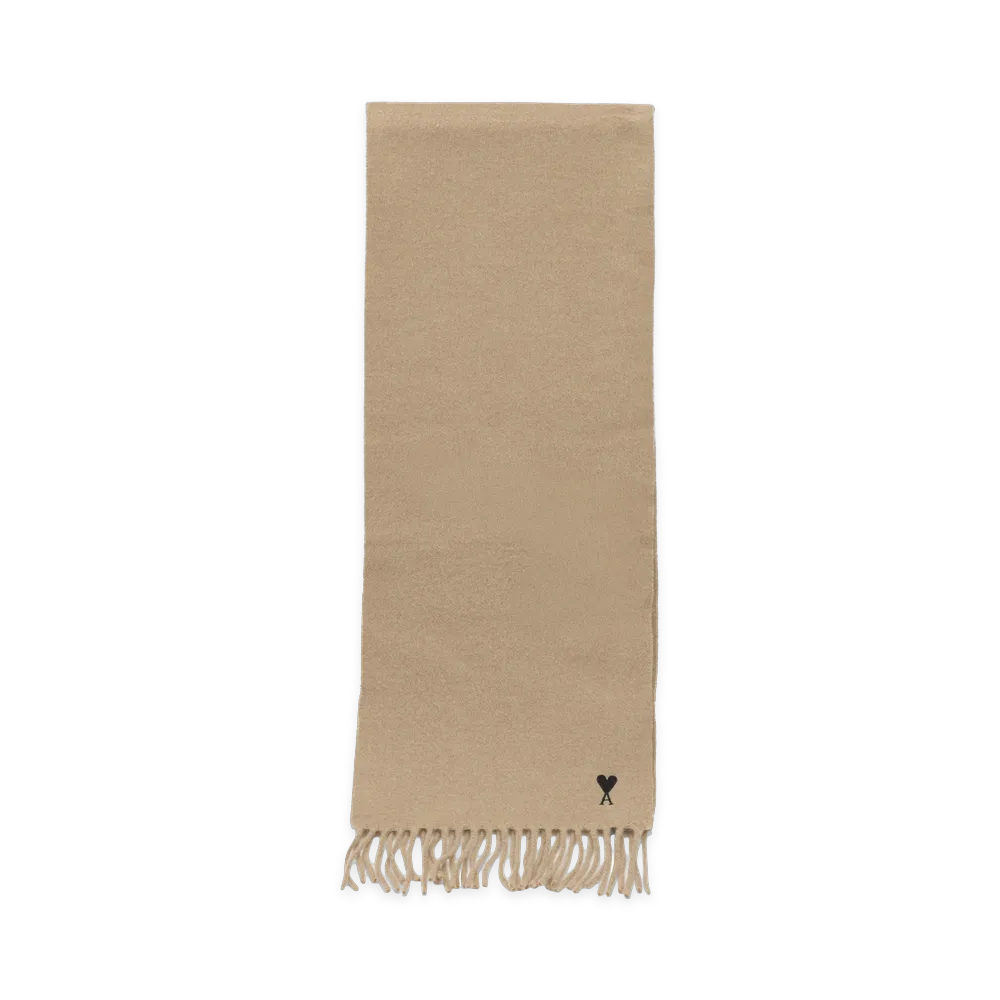 AMI PARIS QuotaWool Scarf With Ami De Coeur Embroidery "Beige"