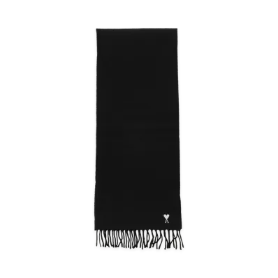 AMI PARIS QuotaWool Scarf With Ami De Coeur Embroidery "Black"