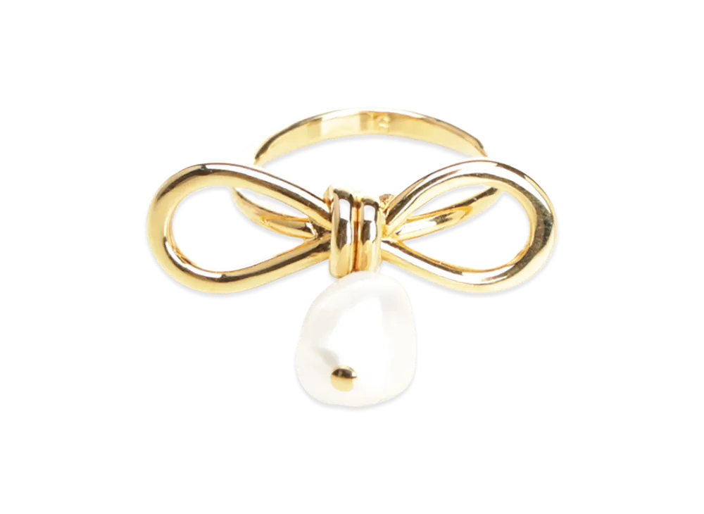 MARNI Women's Bow Ring with Pearl "Gold"
