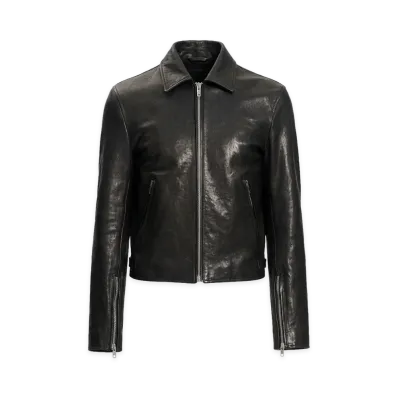 Ann Demeulemeester Karlo Slim Fit Zipped Biker With Fringes "Black"
