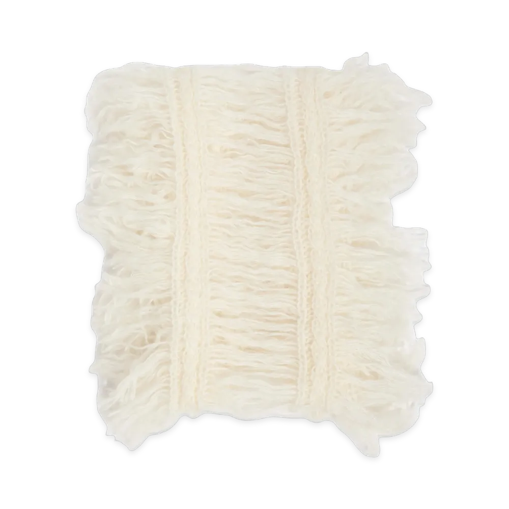Ann Demeulemeester Women's Drina Cable Knit Ladder Stitch Fringed Scarf "Ivory"
