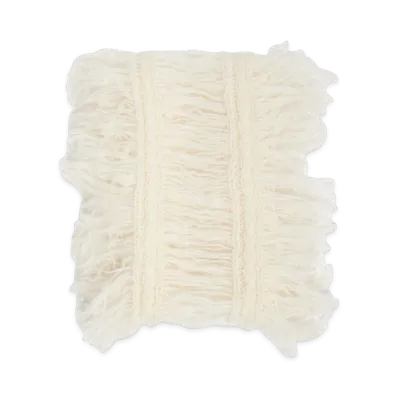 Ann Demeulemeester Women's Drina Cable Knit Ladder Stitch Fringed Scarf "Ivory"