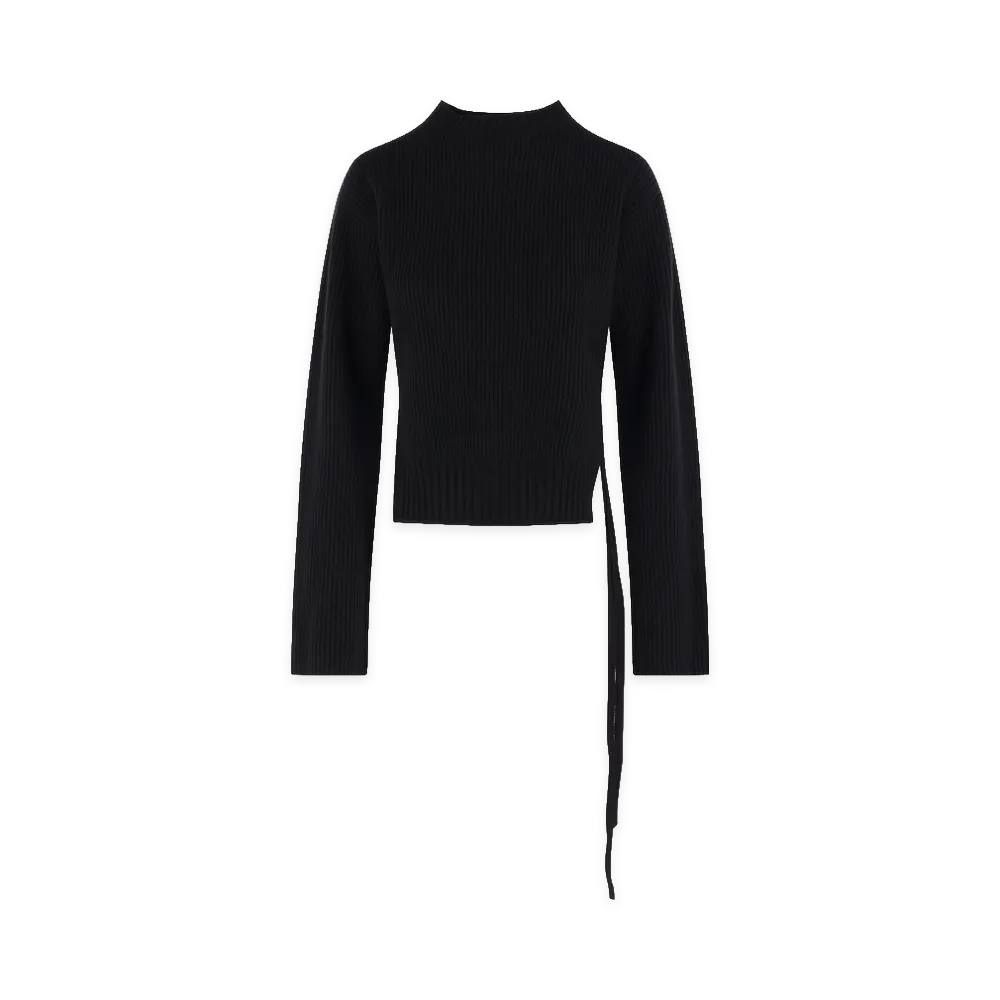 Ann Demeulemeester Women's Diane Rib Crew Neck Sweater "Black"