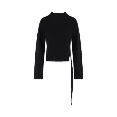 Ann Demeulemeester Women's Diane Rib Crew Neck Sweater "Black"