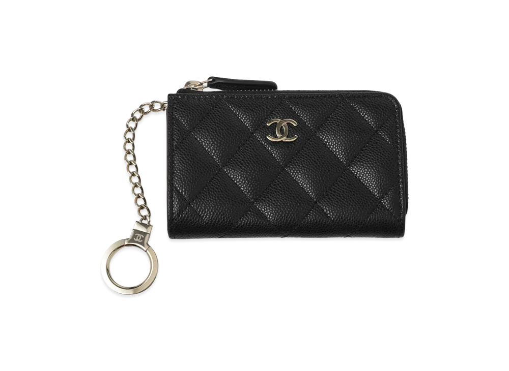 CHANEL Matelasse Coin Case with Key Ring "Black"