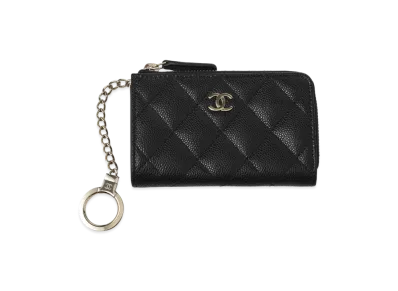 CHANEL Matelasse Coin Case with Key Ring "Black"