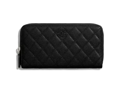 CHANEL Coco Mark Round Zip Wallet Caviarskin "Black/Black"