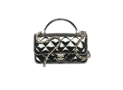 CHANEL Flap Phone Holder with Chain Patent Calfskin "Black"