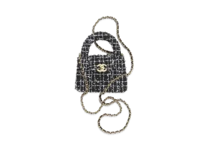 CHANEL Clutch with Chain Sequin Embroidered Tweed "Black/White"