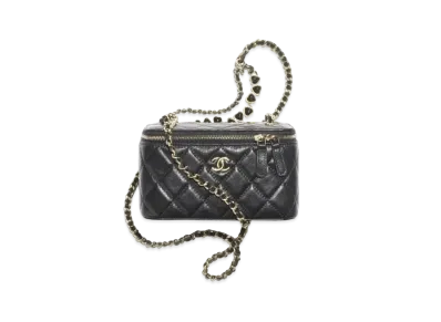 CHANEL Clutch with Chain Shiny Crumpled Calfskin Resin "Black"