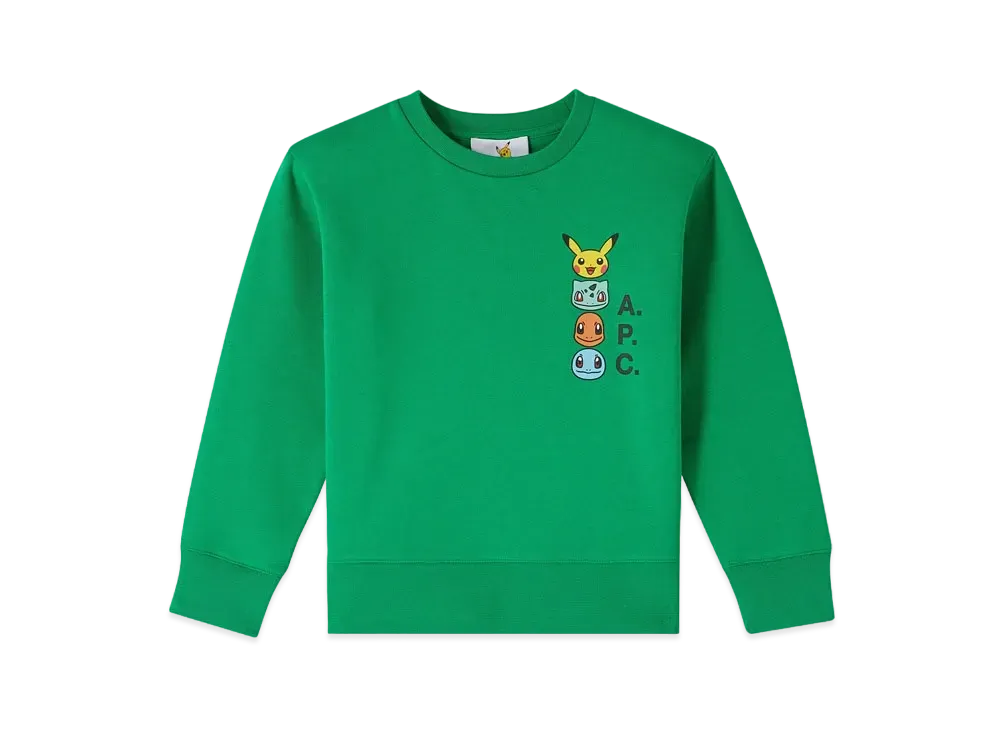 A.P.C. x Pokemon Kids Portrait Sweatshirt "Green"