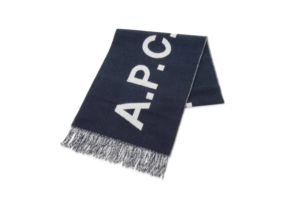 A.P.C. Wool Logo Scarf "Navy"