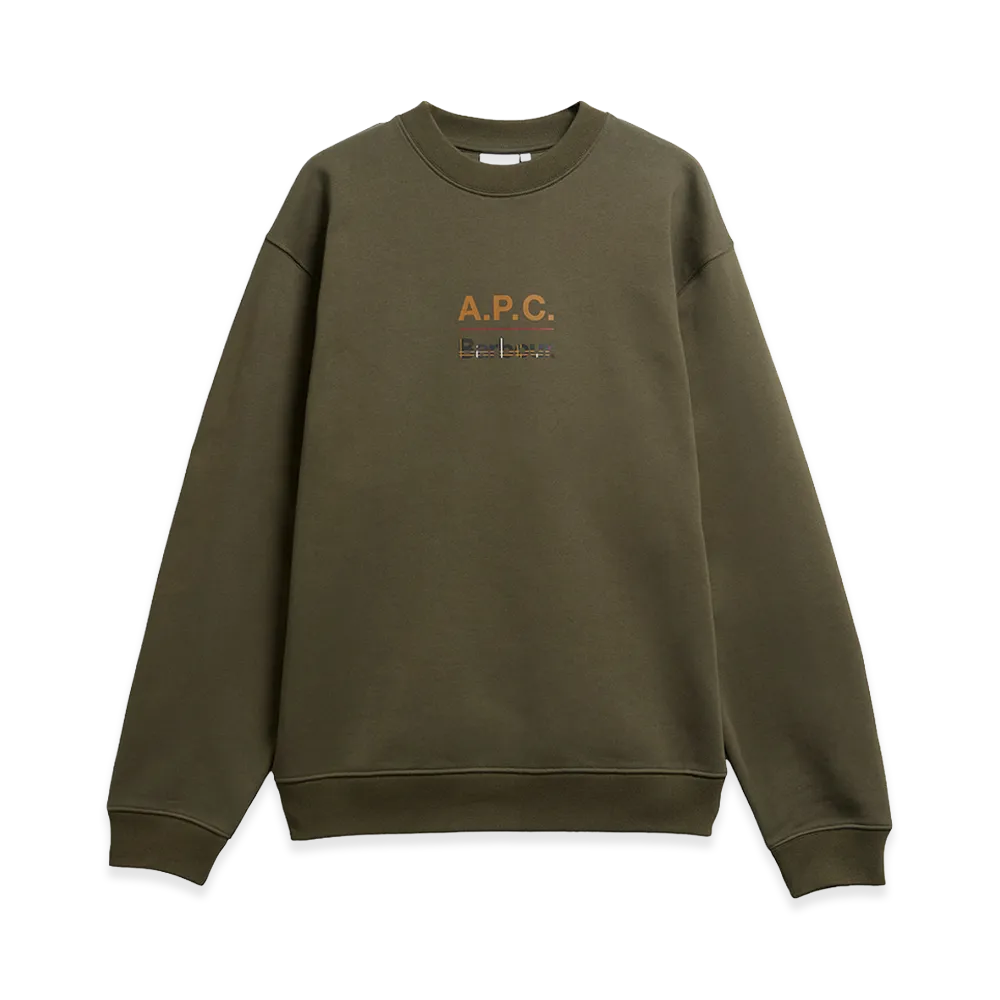 A.P.C. x Barbour Front Logo Crewneck Sweatshirt "Olive"
