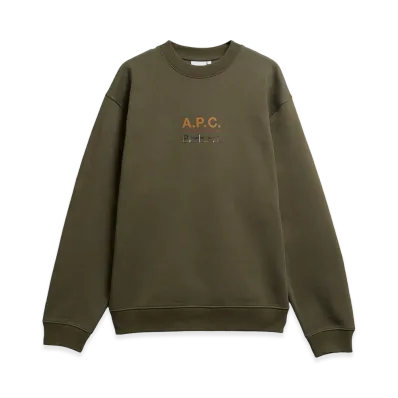 A.P.C. x Barbour Front Logo Crewneck Sweatshirt "Olive"