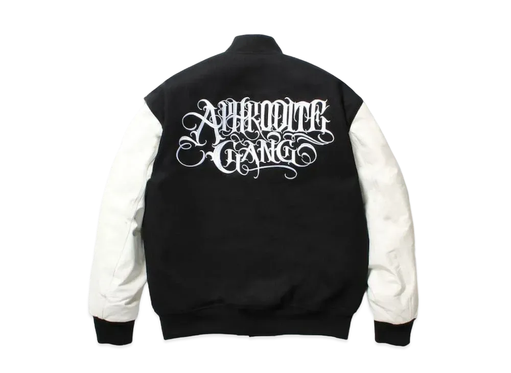 APHRODITEGANG Leather Varsity Jacket "White"
