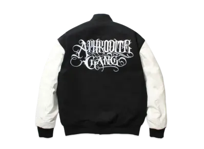 APHRODITEGANG Leather Varsity Jacket "White"
