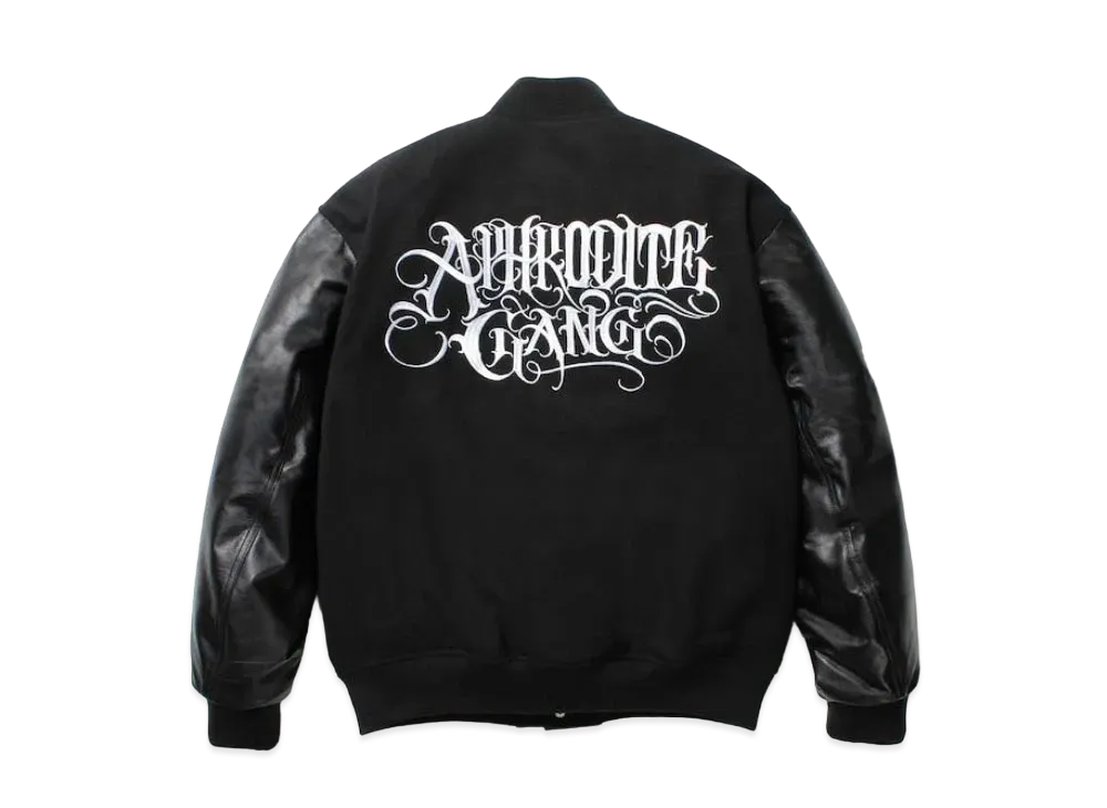APHRODITEGANG Leather Varsity Jacket "Black"