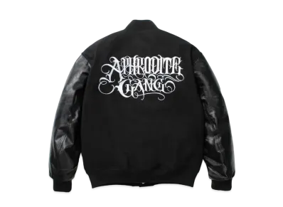 APHRODITEGANG Leather Varsity Jacket "Black"
