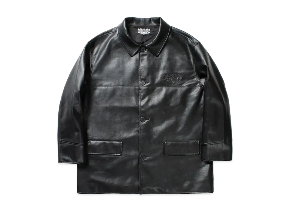 APHRODITEGANG Faux Leather Car Coat "Black"