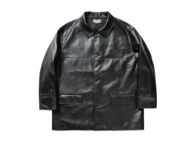APHRODITEGANG Faux Leather Car Coat "Black"