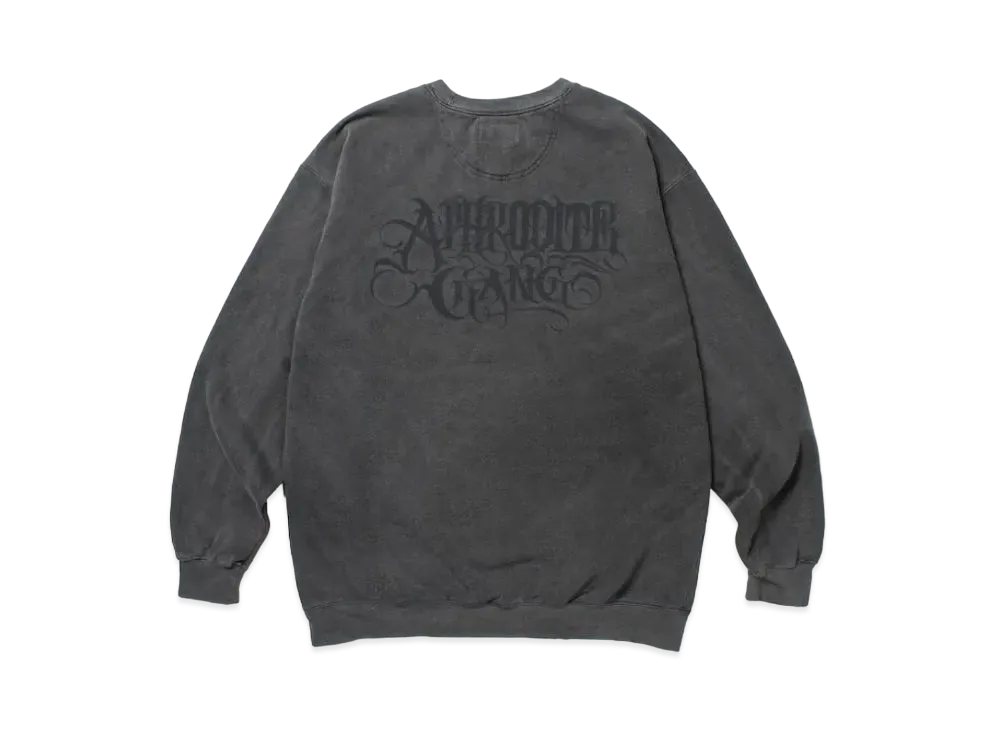 APHRODITEGANG Classic Logo Print Pigment Dye Crewneck Sweat Shirt "Black"