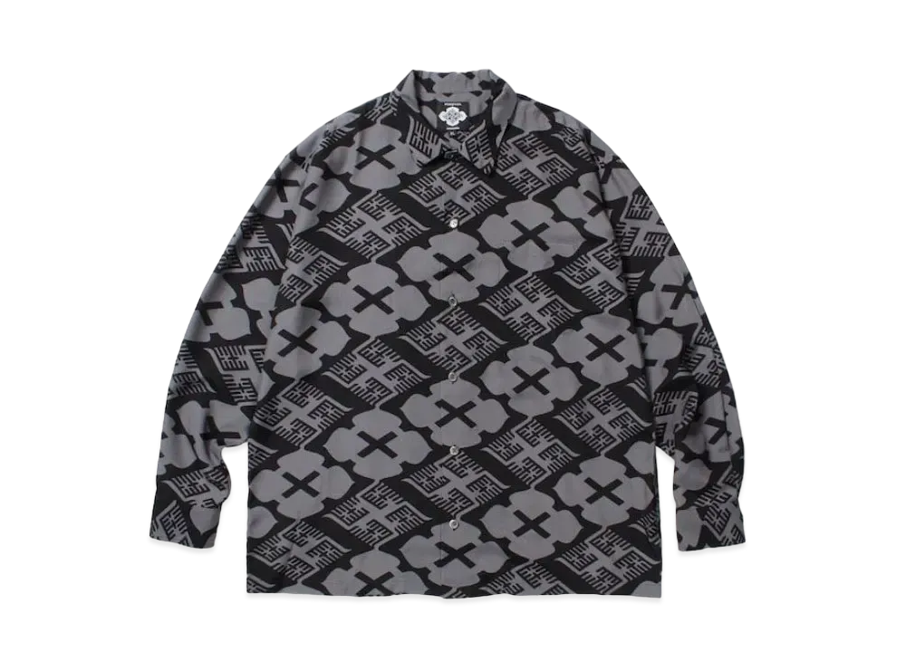 APHRODITEGANG Gakkin x Budspool Kabatsukamon L/S Hawaiian Shirt "Black"