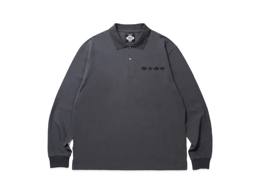 APHRODITEGANG Gakkin x Budspool Kabatsukamon L/S Polo Shirt "Charcoar"