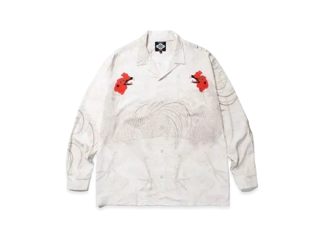 APHRODITEGANG Gakkin x Budspool Uzushamo L/S Hawaiian Shirt "Off White"