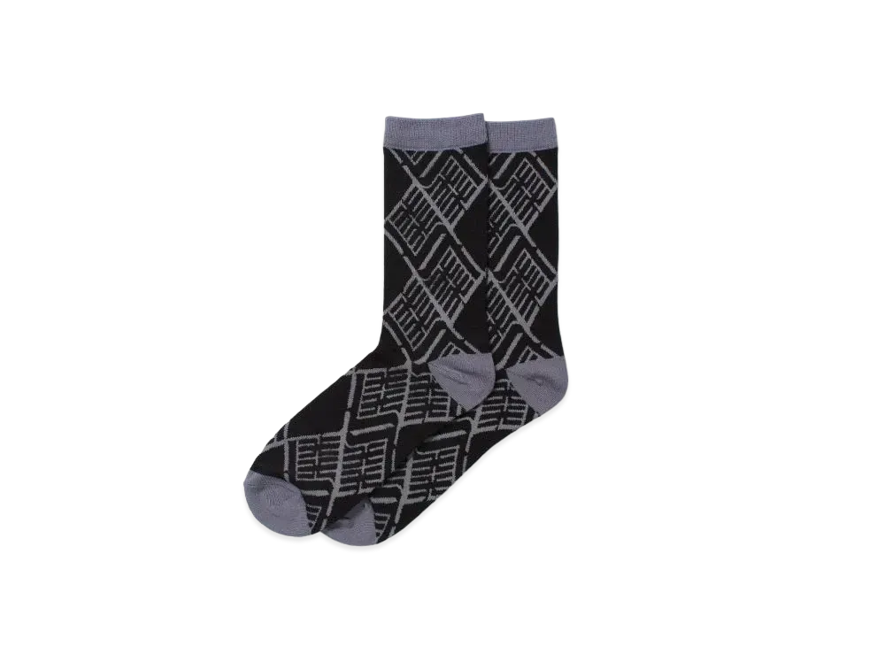 APHRODITEGANG Gakkin x Budspool Kamon Jacquard Socks "Black Grey"
