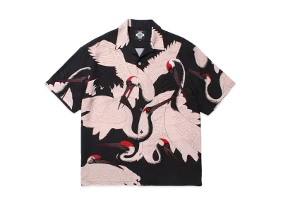 APHRODITEGANG Gakkin x Budspool Akame Tsuru Open Collar Shirt "Black"