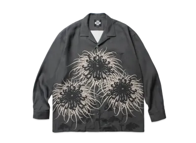 APHRODITEGANG Gakkin x Budspool Japanese Chrysanthemum L/S Hawaiian Shirt "Gray"