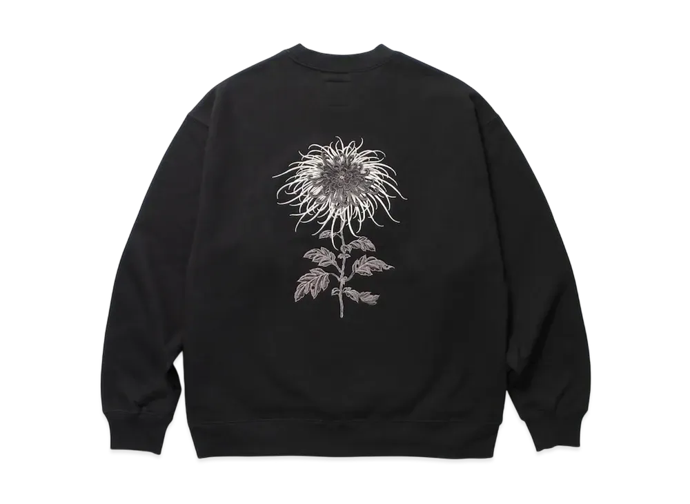APHRODITEGANG Gakkin x Budspool Japanese Chrysanthemum Crew Neck Sweat Shirt "Black"