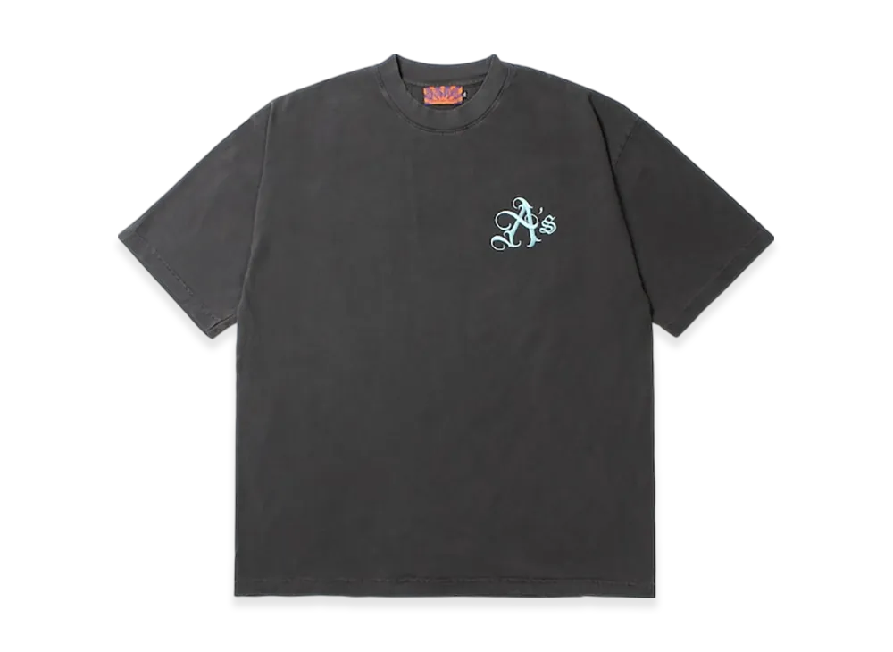 APHRODITEGANG A's Logo Embroidery Pigment Dye S/S Tee "Black/Blue"
