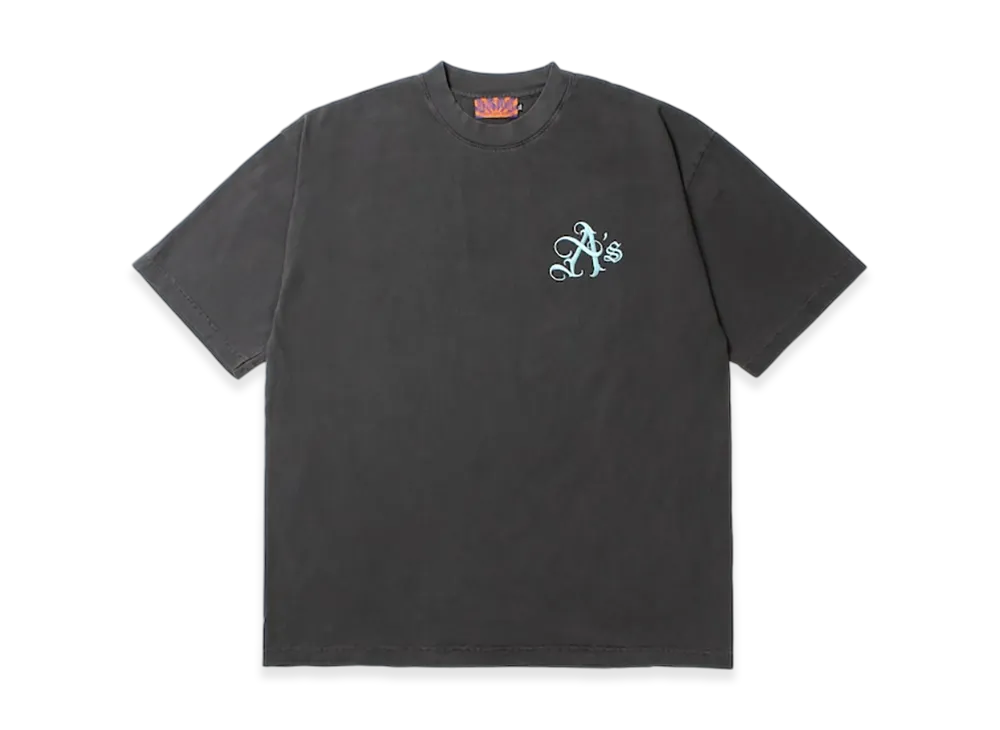 APHRODITEGANG A'S Logo Embroidery Pigment Dye S/S Tee "Black/Blue"
