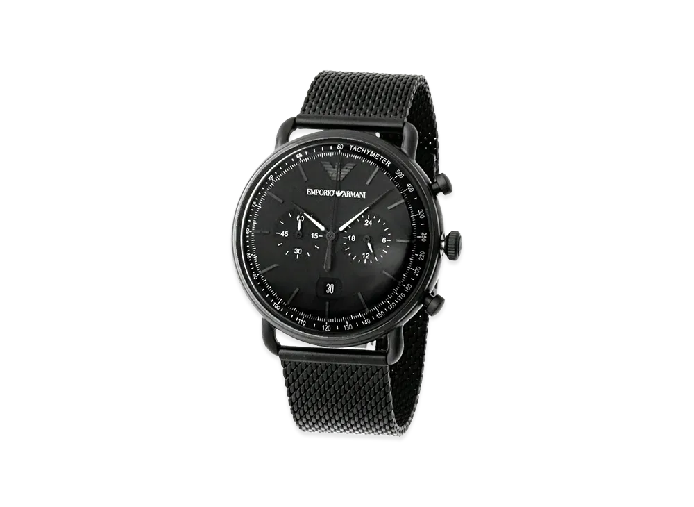 EMPORIO ARMANI Aviator Chronograph Watch "Black"